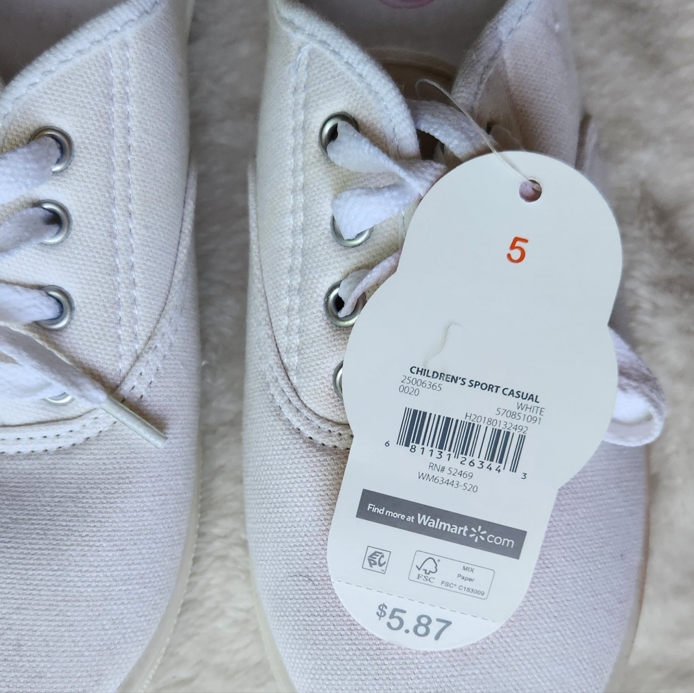 NWT Wonder Nation White Kids Sneakers Low-Top Canvas - Picture 3 of 4